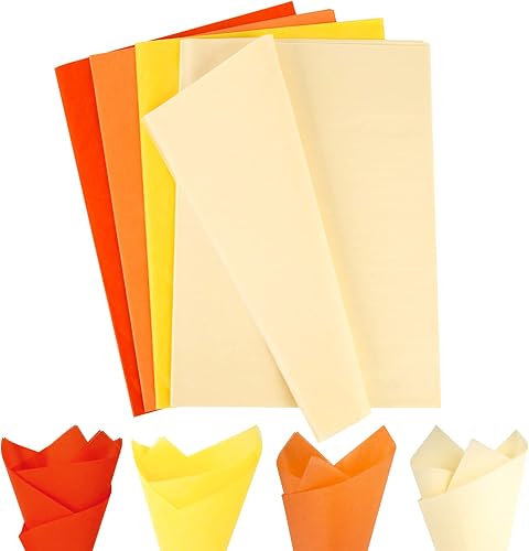 Koogel 112 piezas de papel de seda naranja, papel de seda de color otoño de 20 pulgadas, papel de regalo a granel para manualidades, manualidades,