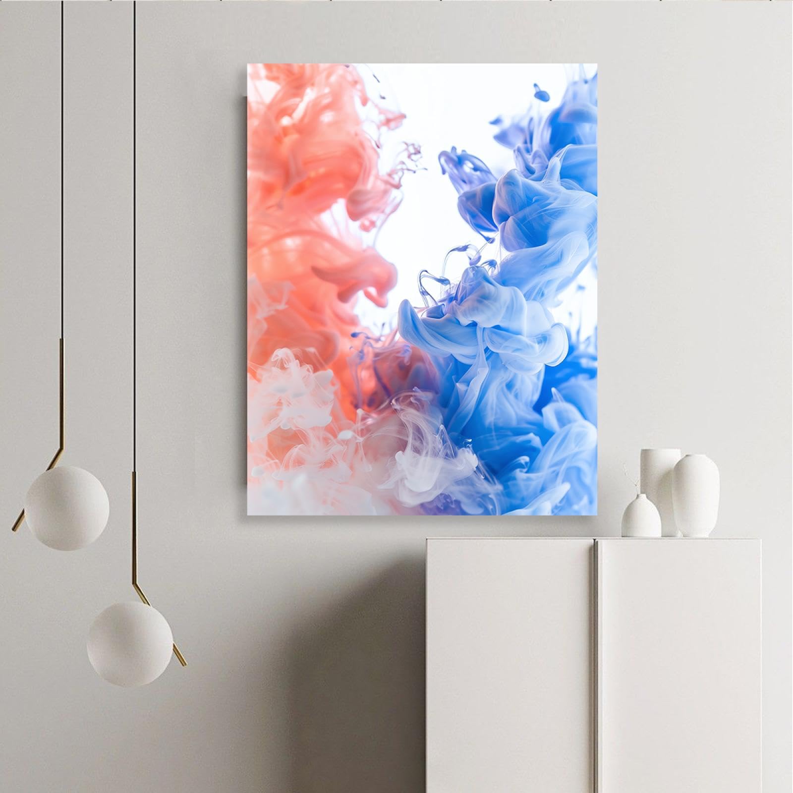 TOANGWALL Nowoczesny styl wydruk na płótnie, żywe plamy farby akwarelowej, rozpryski pędzla, krople, plakat, obraz, sztuka ścienna do kawiarni, dekoracja 70 x 85 cm, rama wewnętrzna