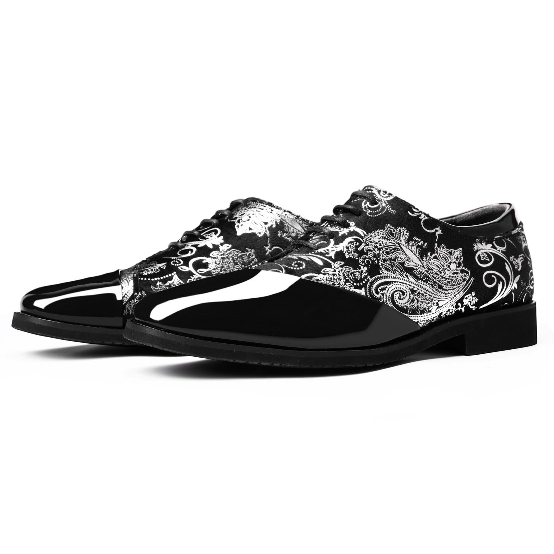 YFFUSHI Scarpe Uomo Derby Jacquard Pelle PU Lacci Formali Business Traspiranti Largo Eleganti Brogues