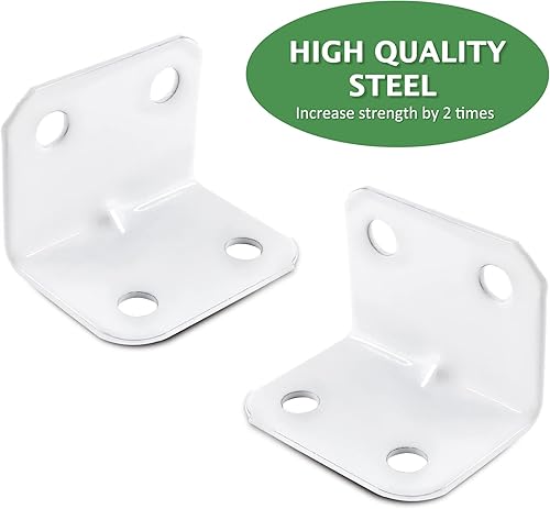 Miniatura 2 de Uenhoy 24 soportes de esquina blancos, soportes pequeños en forma de L de 1 x 1 x 1.3 pulgadas (0.984 x 0.984 x 1.260 in), 90 grados en ángulo recto