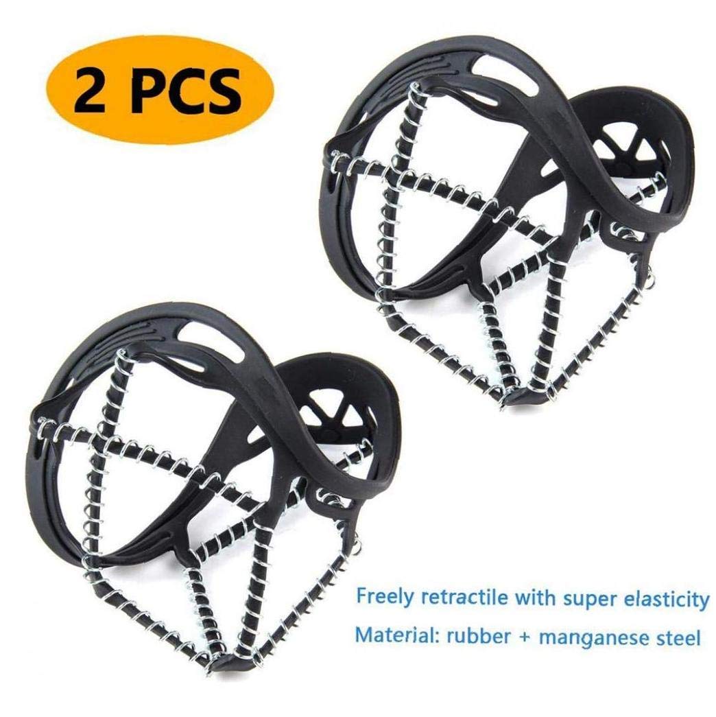Crampons Ice Crampons Poignées de Traction Bottes de randonnée antidérapantes Chaussures avec Sangles en Caoutchouc Pointes en Acier Inoxydable pour Marcher sur la Neige et la glac
