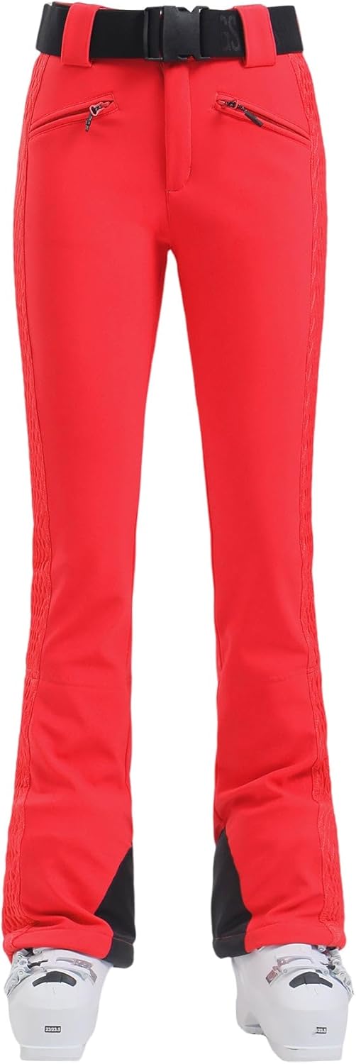 GSOU SNOW Womens Ski Pants Slim Fit Waterproof Insulated Snow Pants Flared Winter Outdoor Hiking Warm