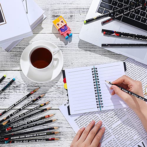 Fun Pencils In Bulk Reading Wooden Pencil With Eraser For Kids Fun Assorted Reading Pencils Black Novelty Pencils For Classroom, Student Reward, Gift, Stationery, Christmas Party Favors (150 Pieces) #TOP6