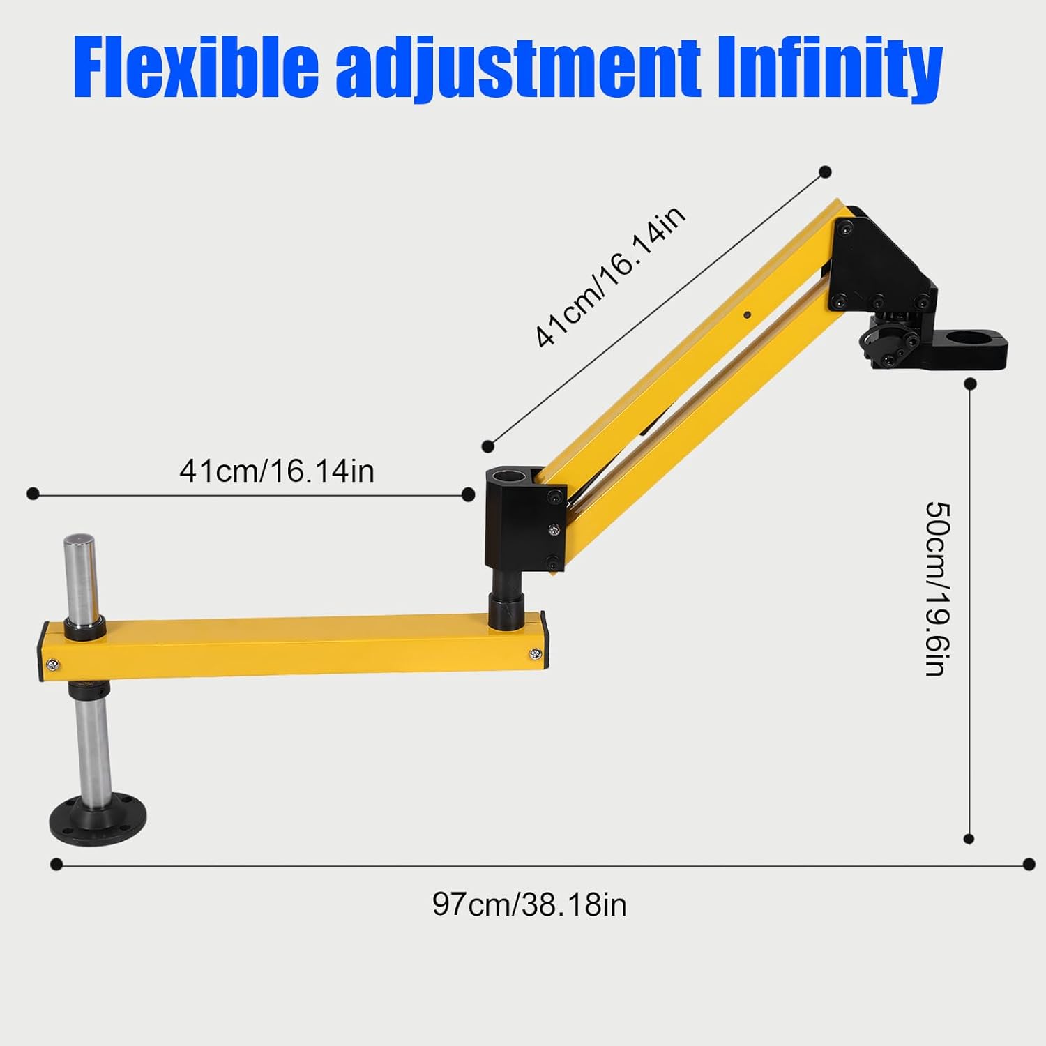 Pneumatic Tapping Machine Arm, 39.37" Aluminum Alloy Flexible Cantilever Arm, 360° Multi-Directional Tapping Tool Holder for M3-M12 Taps, High Strength Industrial Threading Machine Accessory