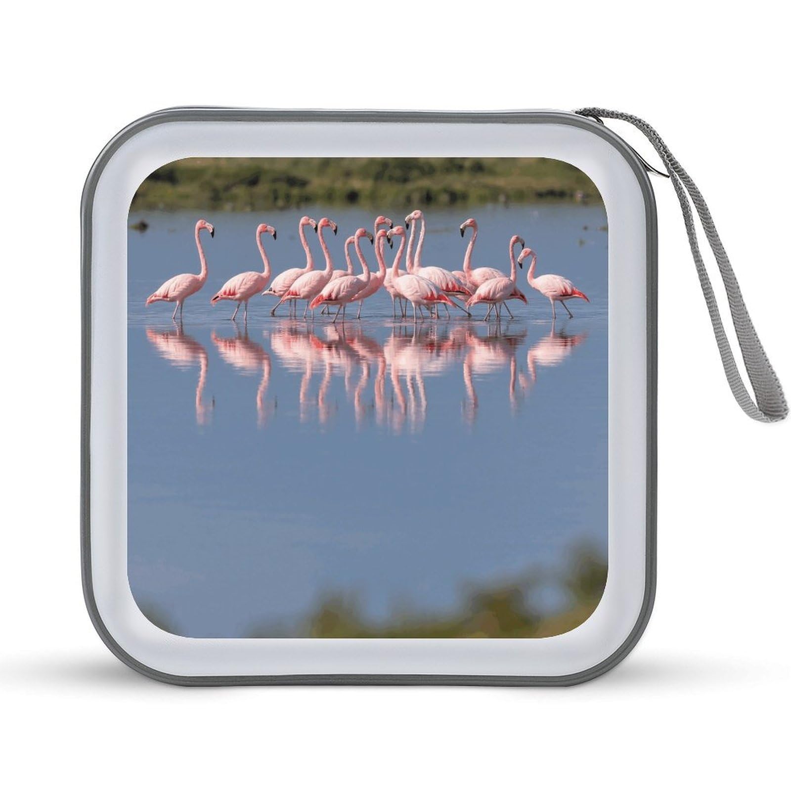 VstaDank A Flock of Flamingos CD Case Portable Zipper CD Case 40 Capacity Hard Plastic DVD Cases Holder Large Storage Disc Wallet Bag for Car Home Travel DVD Collection Bag