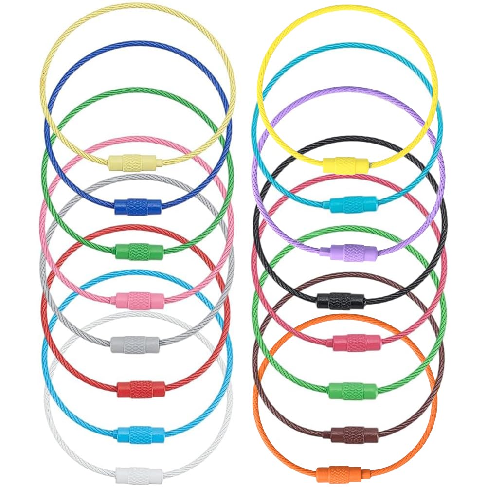 SUNNYCLUE Stainless Steel Loops Wire Keychain Cable Large Key Rings Key Chain for Luggage Tags Key Tags Keyrings Kitchen