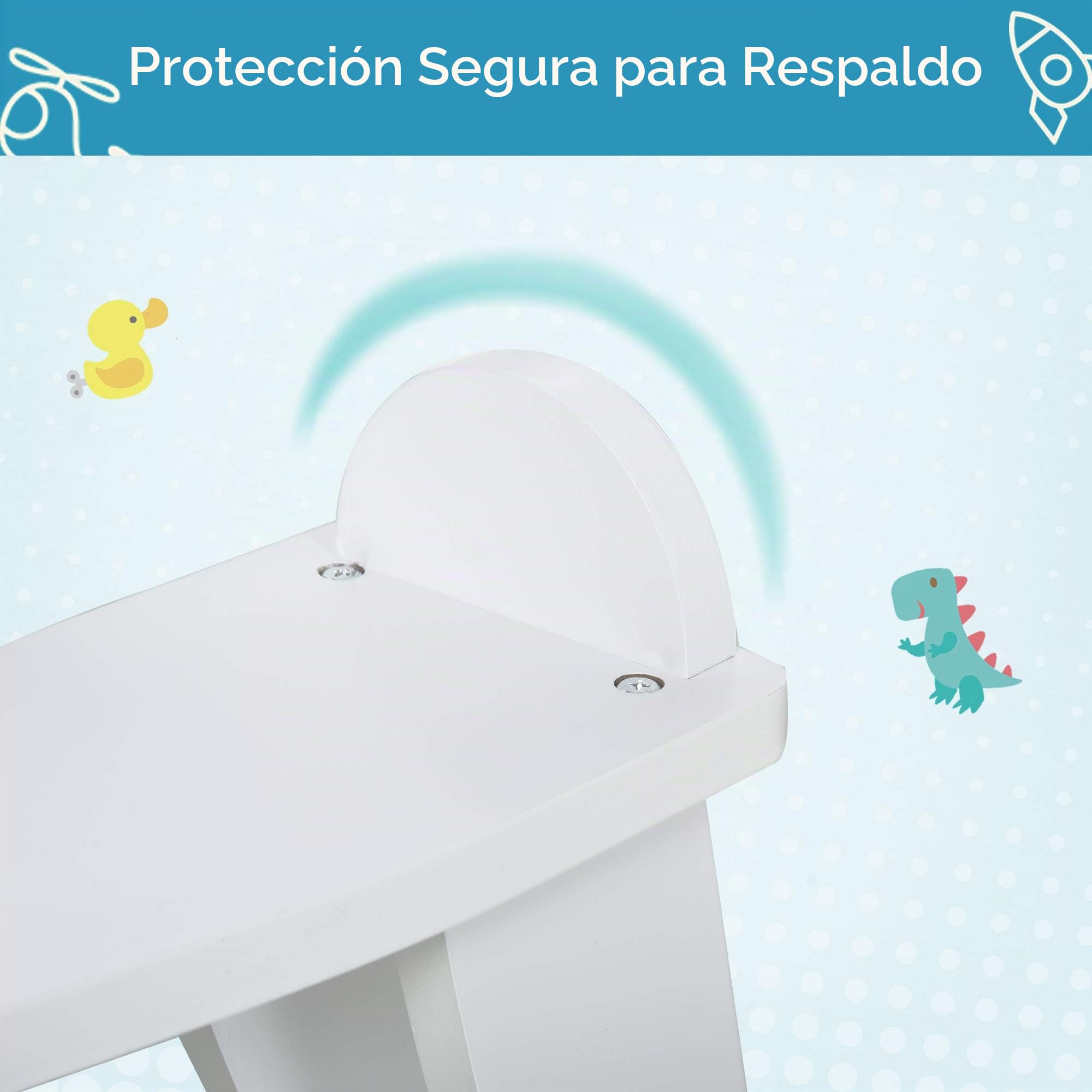 HOMCOM Caballo mecedor de Madera – Juego de Palanca con Asas, reposapiés y topes – MDF contrachapado Blanco y Madera Natural