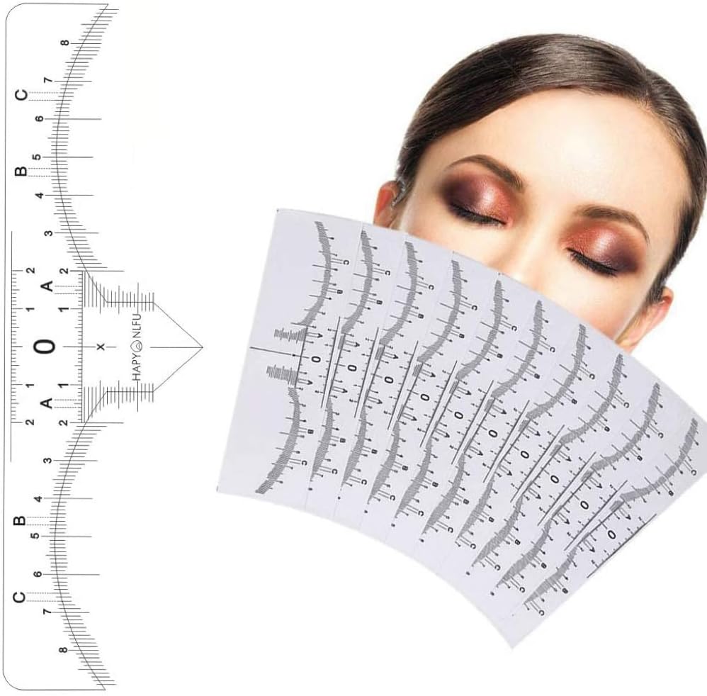 10/50/100 Pcs Microblading Eyebrow Ruler Sticker, Disposable Adhesive Eyebrow Measurement Ruler,Eyebrow Guide Ruler Permanent and Perfect Eyebrow Makeup Tool (50Pcs)