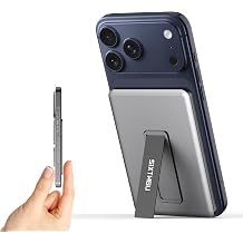 SIXTHGU Magnetic Slim Portable Charger with Stand, 5000mAh Wireless Power Bank[Alloy-Made], PD 20W Fast Charging Compatible with iPhone 16/15/15 Pro/15 Pro Max,for iPhone 14/13/12 Series