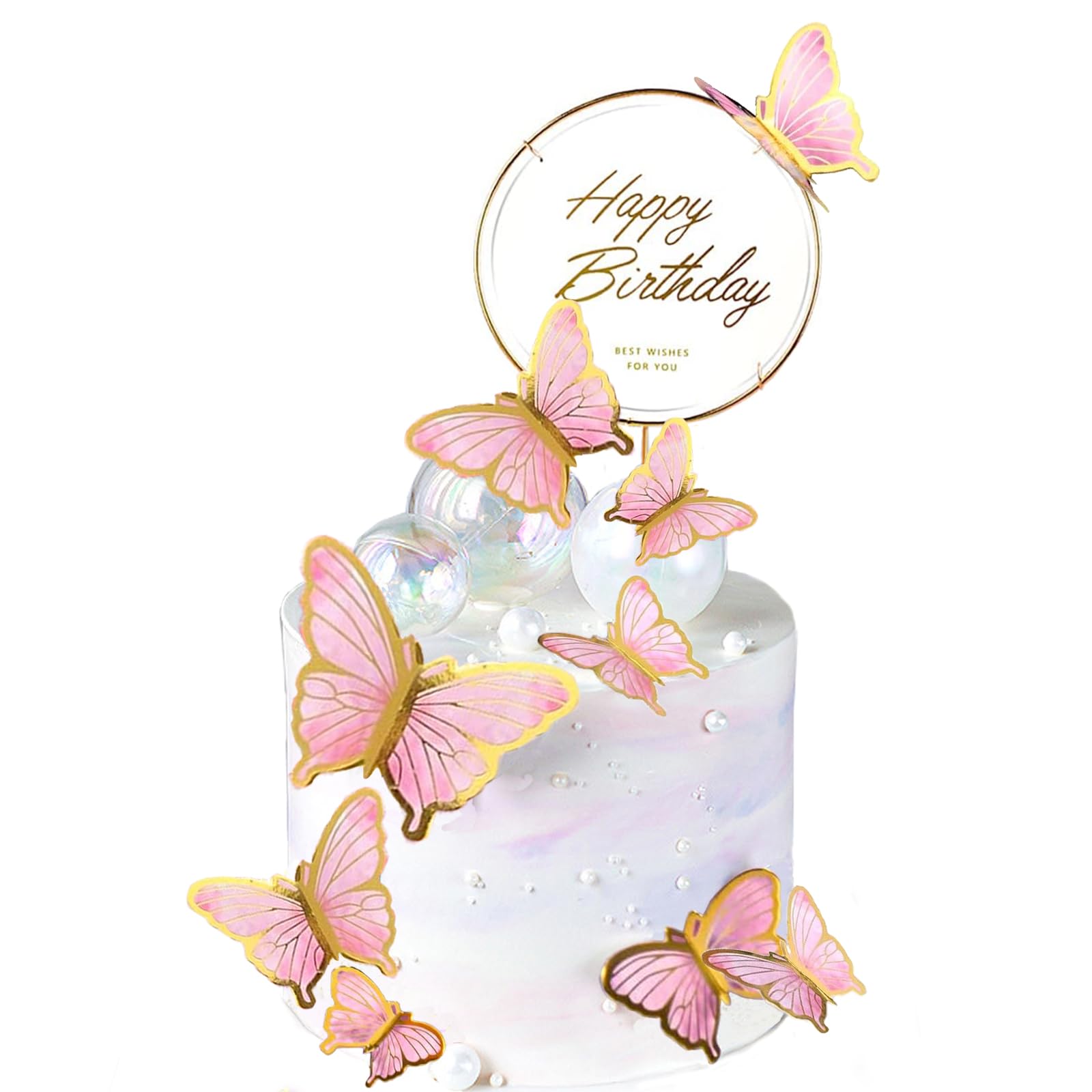 happy birthday tortendeko schmetterling,11 Stück happy birthday cake topper, schmetterling tortendeko geburtstag mädchen Geeignet für party,Hochzeit,cake topper geburtstag