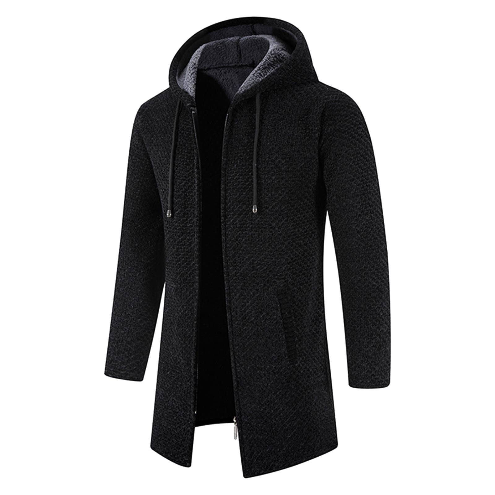 SRZYMJ Schwarz Daunenjacke Herren Winter, Steppjacke Herren Leichte Wattierte Winterjacke mit Kordelzug Outdoor, Softshelljacke Baumwolle Kleidung, Übergangsjacke für Wandern Reisen Treking Fahrrad