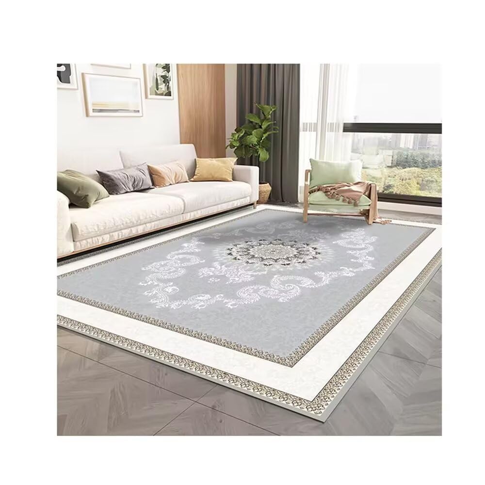 Tapis doux salon 150x200cm gris avec motifs floraux pour chambre ado