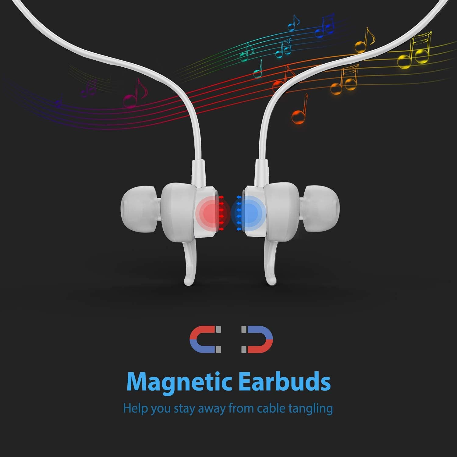 Lightning Headphones Earphones Magnetic Earbuds in-Ear MFi Certified with Microphone Controller for Sports Workout Compatible with iPhone 15/14/13/12/11 (Pure White, Lightning)