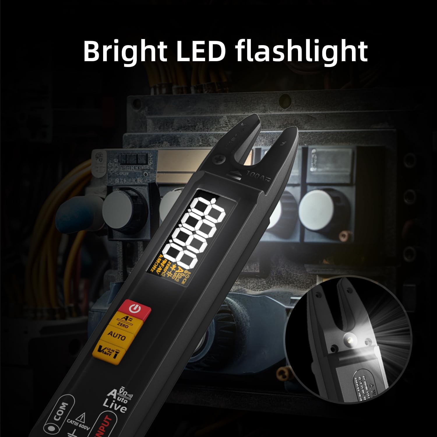 BSIDE U0 Mini Multímetro Digital Pinza Amperimétrica Abierta Totalmente Automático Medidor de Corriente Voltaje AC DC Resistencia y Continuidad Detector de Fase Recargable con Sonda de prueba