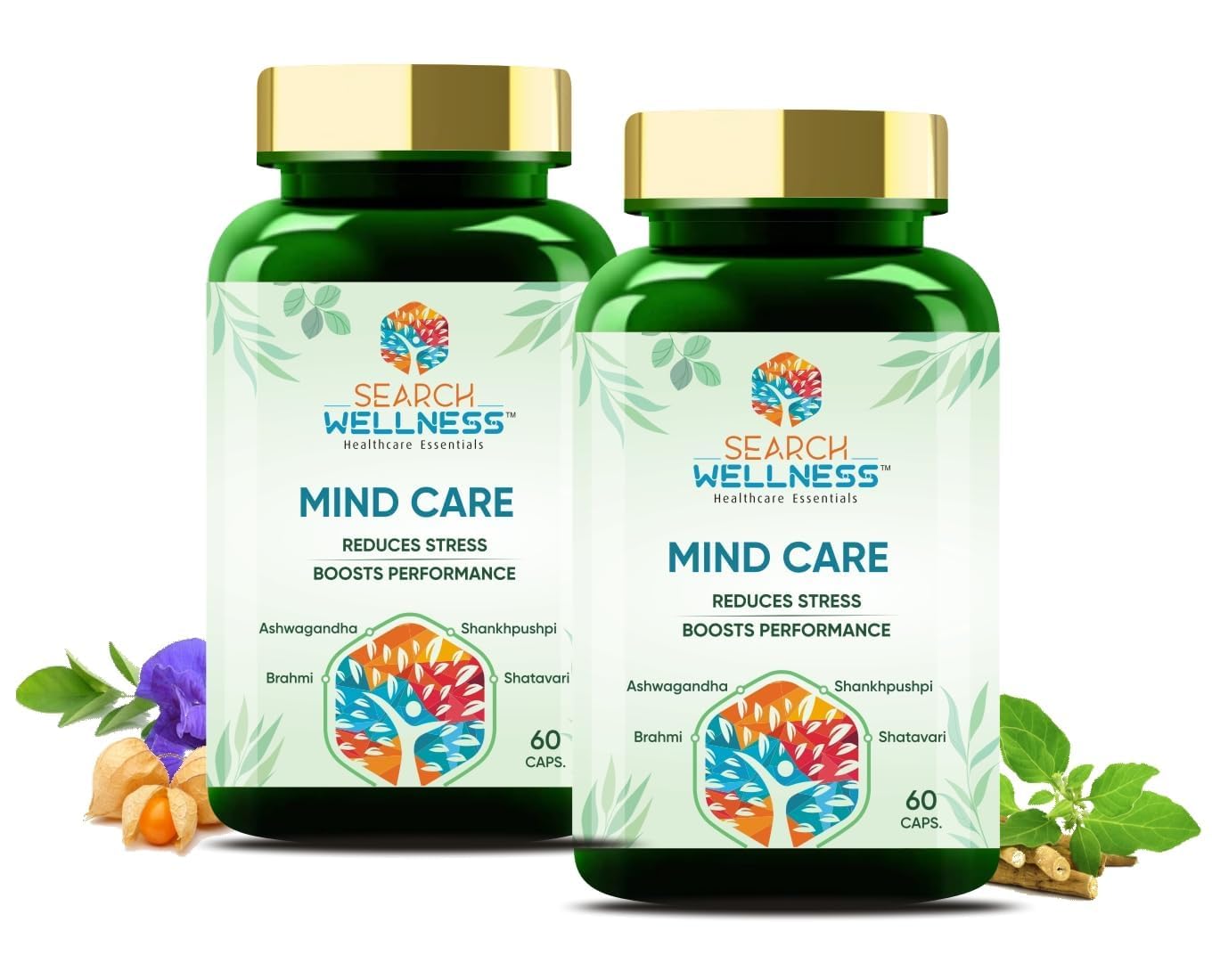 Mind Care For Kids & Adults 120 Caps. (Pack of 2) | Ashwagandha, Shankhpushpi, Brahmi, & Shatavari | Stress Relief | Better Sleep & Mental Wellbeing