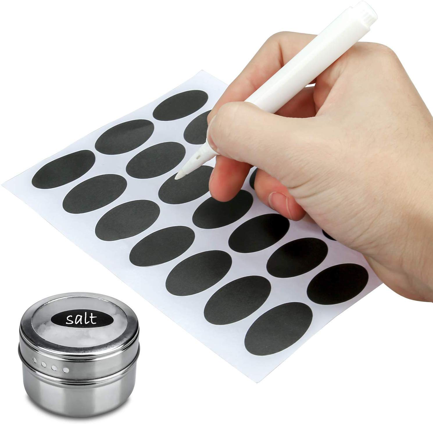 Set De 9 Pots à épices, Magnétiques, En Acier Inoxydable, Ronds, Pour épices De Cuisine