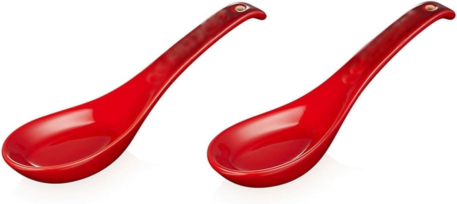 Scoop Soup Spoon Set Chinese Style Porcelain Soup Spoon 2-Piece Set Household Spoon Tableware Soup Spoon Length 5.5 Inches Soup Spoon (Color : D)
