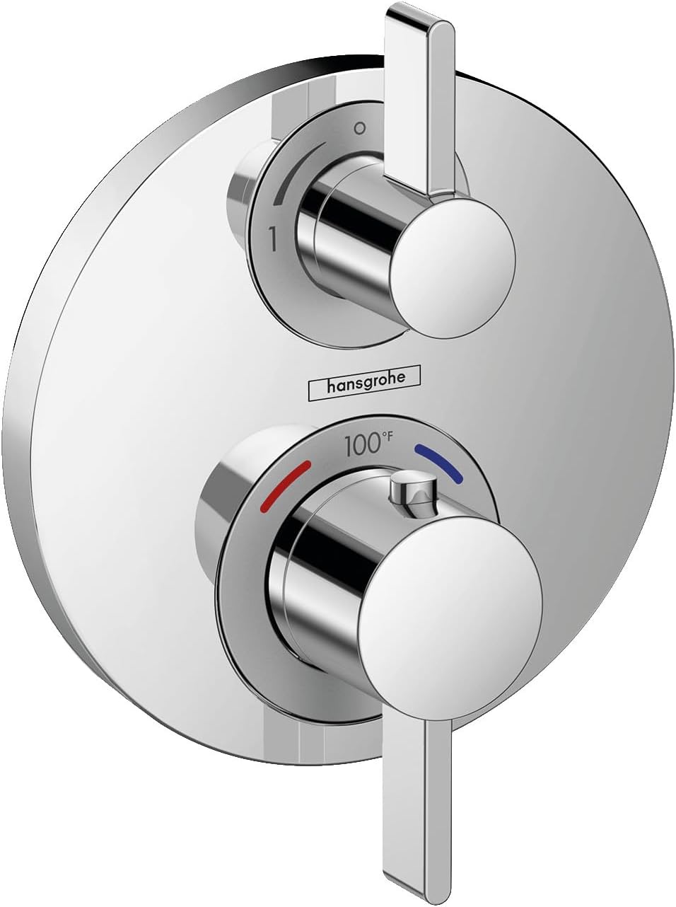 Ecostat S Modern Minimalist Volume and Auto Temperature Control 2-Handle Thermostatic Shower Valve Trim with Diverter in Chrome, 15758001