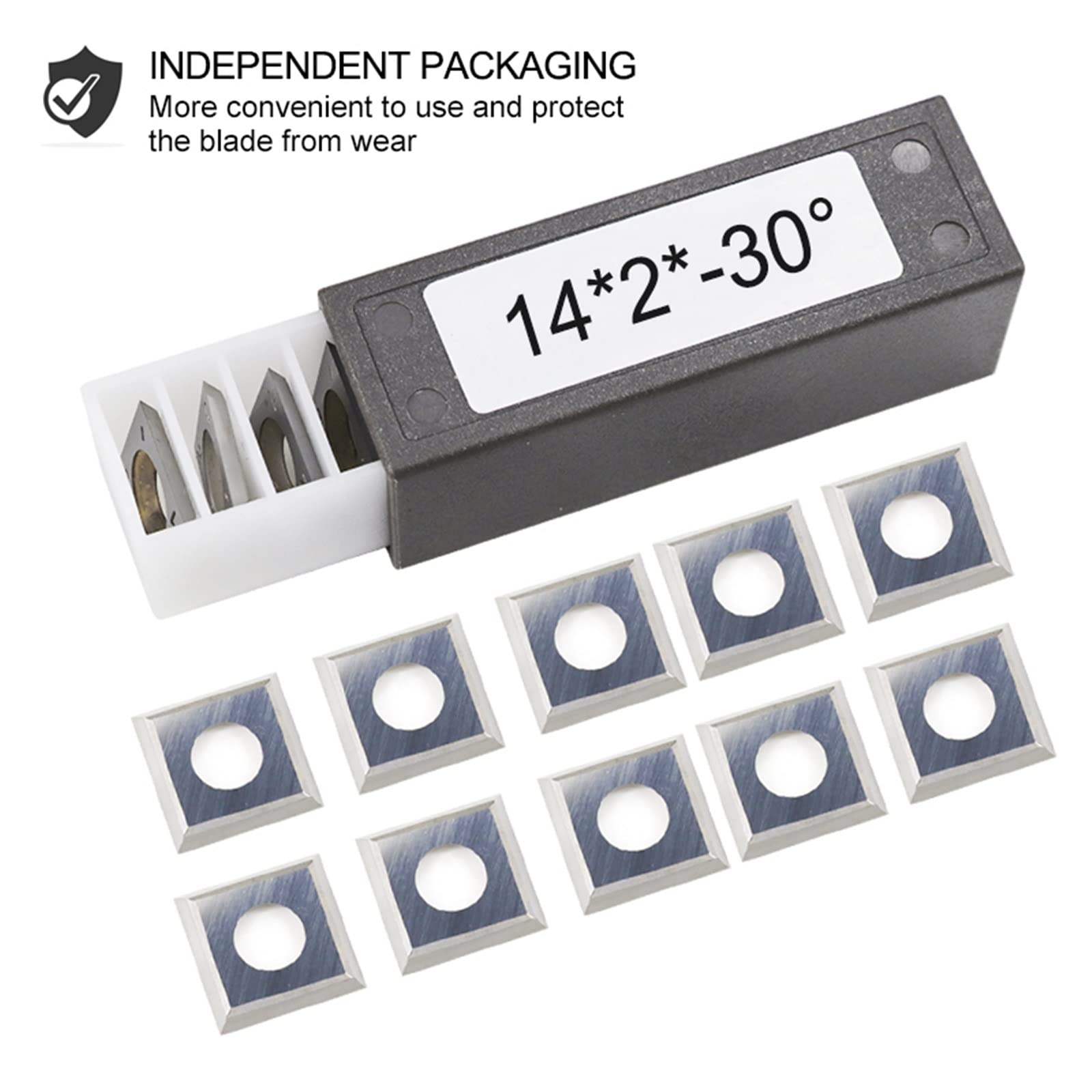 Płytki węglikowe do tokarek, 10 sztuk płytek tnących 10 sztuk płytek węglikowych frez 14x14x2mm 30 stopni 4 krawędzie kwadratowe zaokrąglone krawędzie ostrza do narzędzia tokarskiego do drewna(With Sc