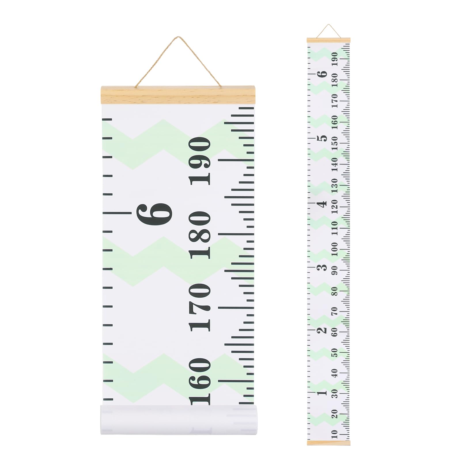 sourcing map Growth Chart for Wall, 195 x 20cm Removable Canvas Height Chart Ruler, Hanging Measurement Ruler for Bedroom Playroom Wall Decor (Green, Wave Style)