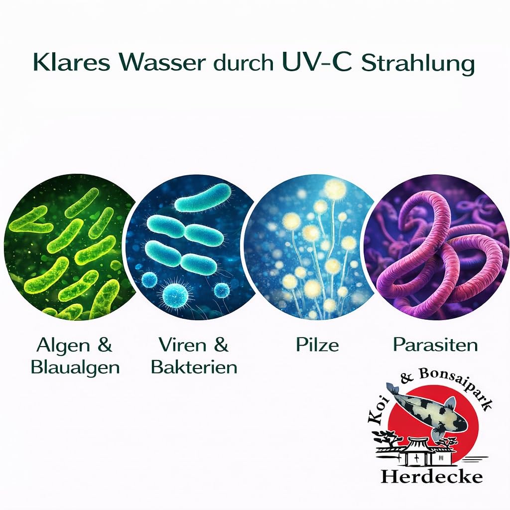 Koi Herdecke UVC Ersatzlampe 40-42 Watt für Teichklärer & Tauchstrahler - Profi Teich UV Lampe gegen Algen & Bakterien - 4-Pin Anschluss - 357 mm Länge - kompatibel mit vielen Marken