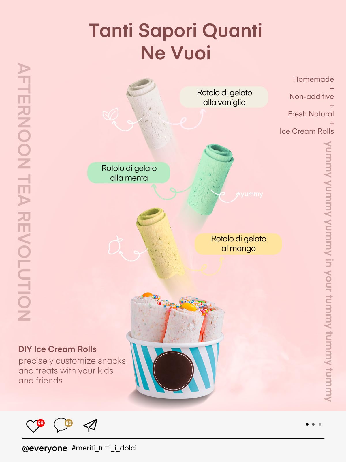 Gelatiera a rullo per la casa con compressore, gelato morbido in soli 3 minuti, funzionamento one-touch, diversi cambiamenti di varietà, sano gelato fatto in casa, ricetta, 2 spatole, Fohere