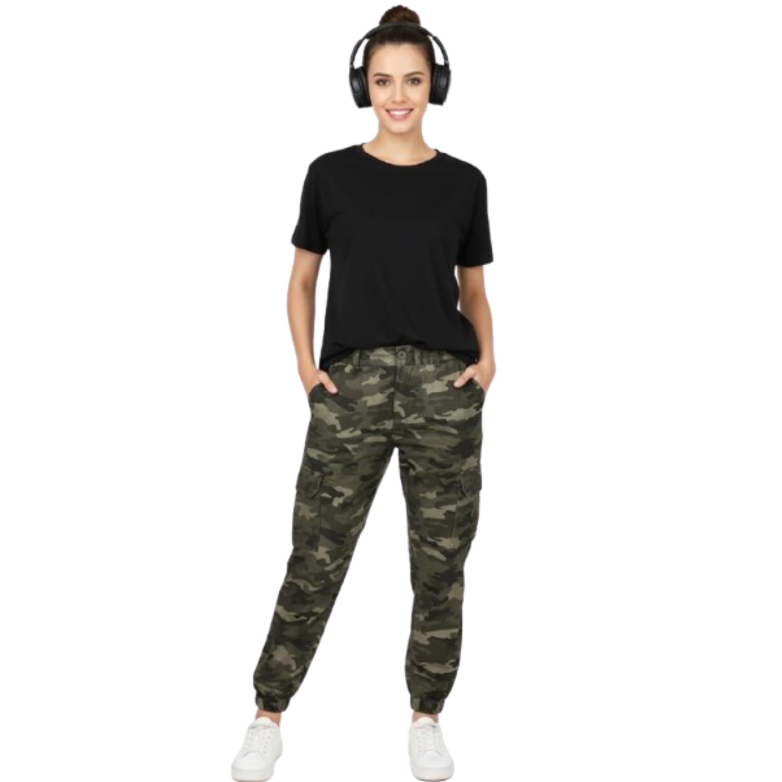 Women’s 100% Cotton Dry-Fit Camouflage Trackpant with 6 Pockets | Jogger-Style Sports, Gym & Training Lower-image-2