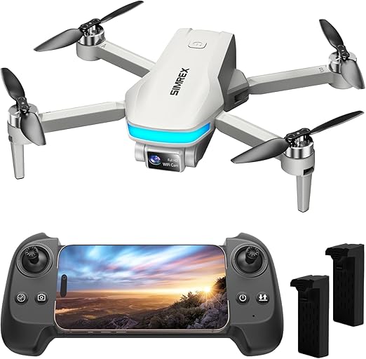 SIMREX Drone with 4K Camera for Adults, Brushless Motor Drones for Kids Beginners,FPV Foldable, Optical Flow & Altitude Hold, WiFi Live Video, Gesture/Voice Controlt,Toys Gifts for Teen Boys (Gray)