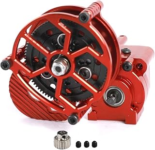 RZXYL 1/10 Aluminum Alloy Transmission Case Assembled Gearbox with Gear for Axial Wraith 90018 90048 90056 RR10 RC Crawler Car (Red)