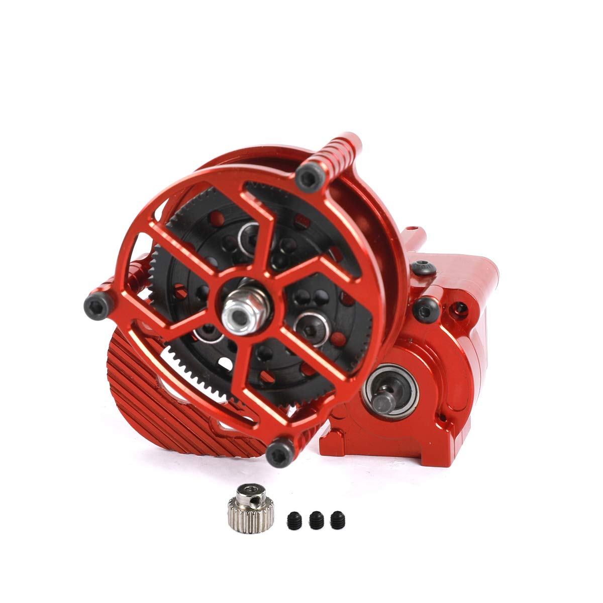RZXYL 1/10 Aluminum Alloy Transmission Case Assembled Gearbox with Gear for Axial Wraith 90018 90048 90056 RR10 RC Crawler Car (Red)