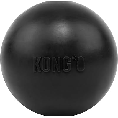 KONG Extreme Ball with Hole - Fetch Toy - Durable Dog Toy for Training, Interactive Playtime & More - Natural Extreme Rubber Ball - Black - for Medium/Large Dogs