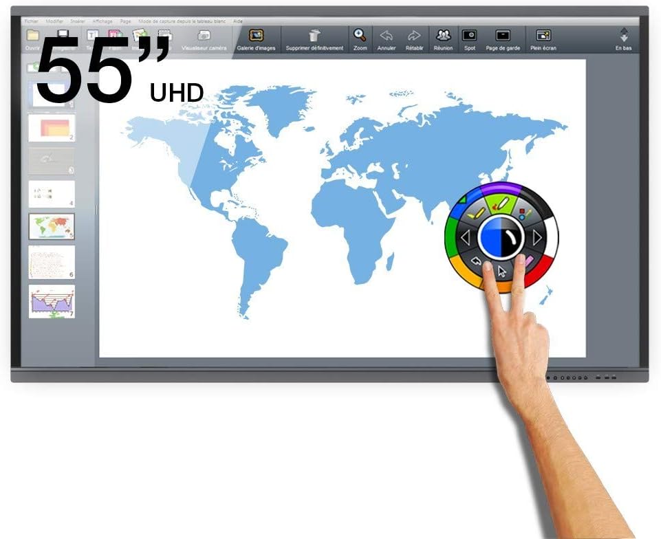 Android Ebeam 55" UHD 4K interactive touch screen, Multitouch supporting up to 20 simultaneous contact points, eBeam ScrapBook interactive software included, Samba function for file sharing