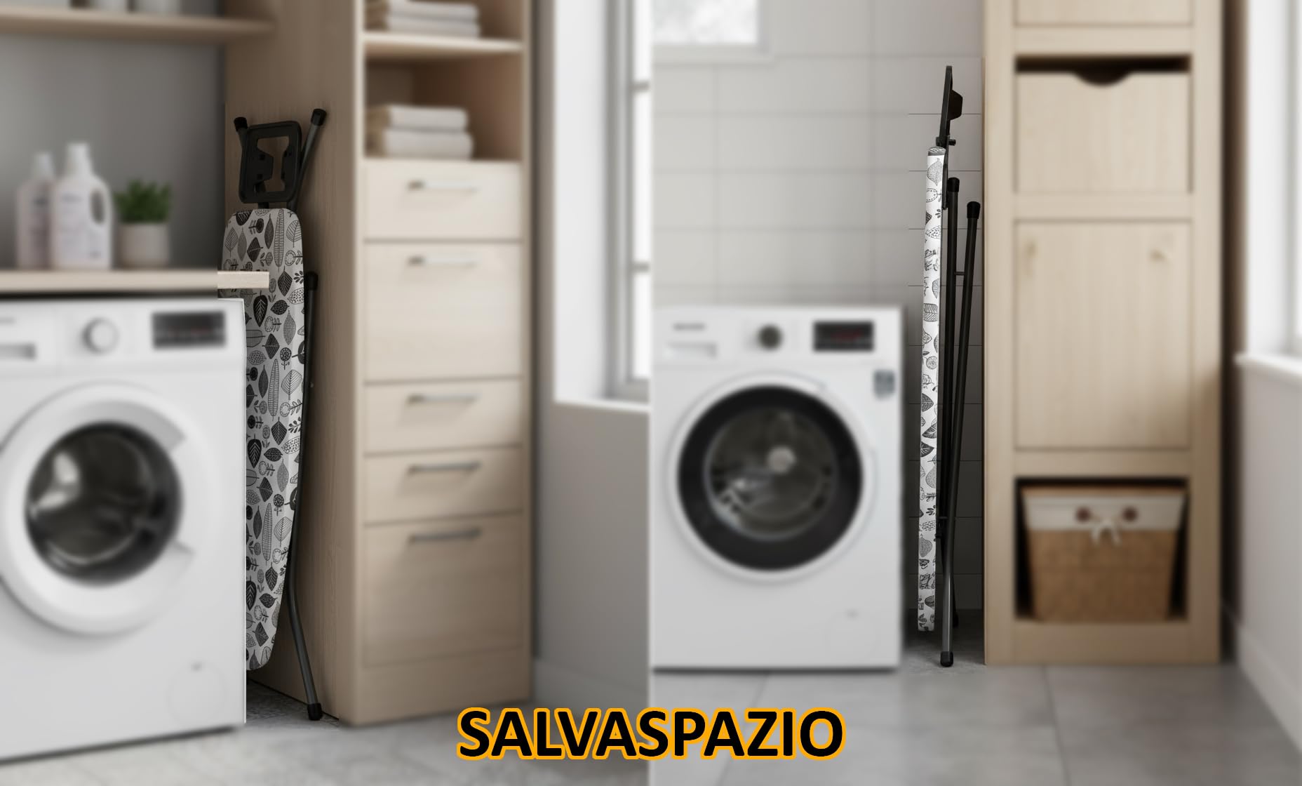 Asse da Stiro 33x110 cm - In Acciaio con Leva Pieghevole, Salvaspazio con Poggiaferro Integrato, Piedi Antiscivolo, Regolabile (Pois ASS-144)