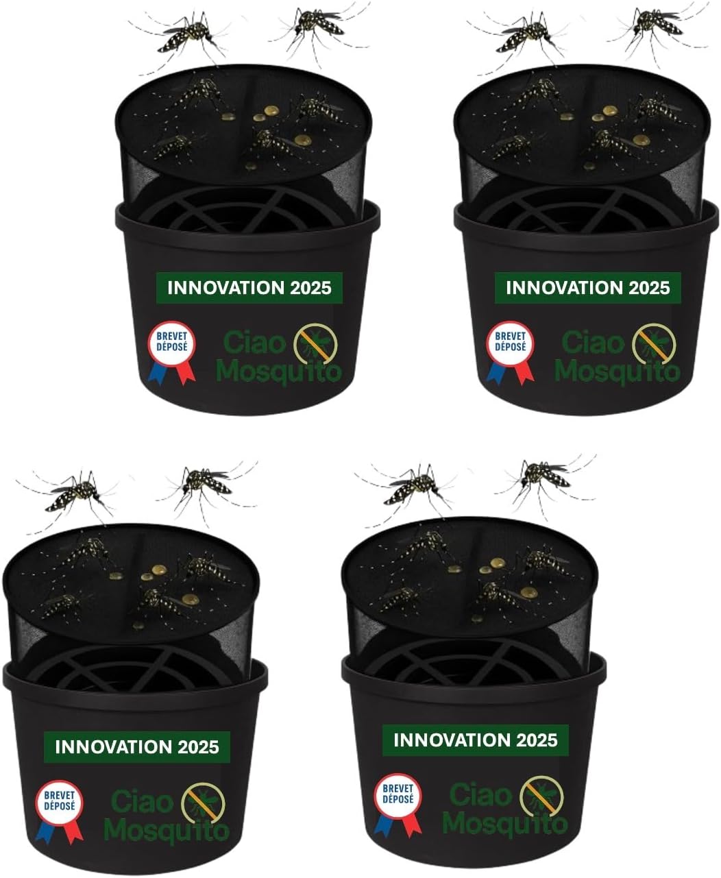 x4 – Pièges Anti-Larves Moustique Tigre | Écologique, sans Insecticide | Innovation française 2025 brevetée | Seaux + flotteurs + Filets | Pack 4 Zones extérieures — vue 2