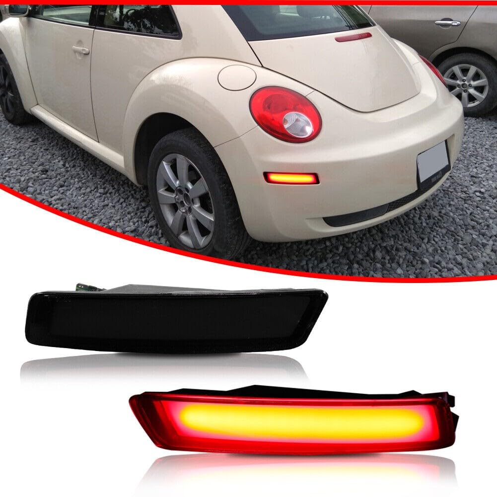 Hylorvin Smoke Lens Red Rear Side Marker Signal Lights Bulbs 2006-2010 for VW for Beetle 2.5 2006-2008 & GLS 2006-2010 & Cabrio 2007-2008 & Sport GLX 2007-2010 & Base/Comfortline 2009-2010 12 V