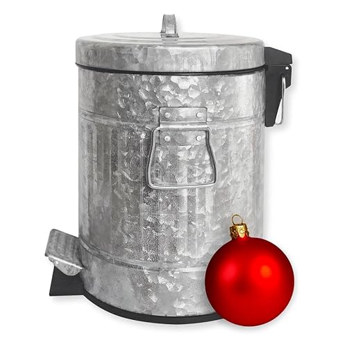 Autumn Alley Rustic Farmhouse Bathroom Trash Can - Pet Proof Galvanized Trash Can with Soft-Close Lid and Pedal for Rustic Bathroom Accessories,