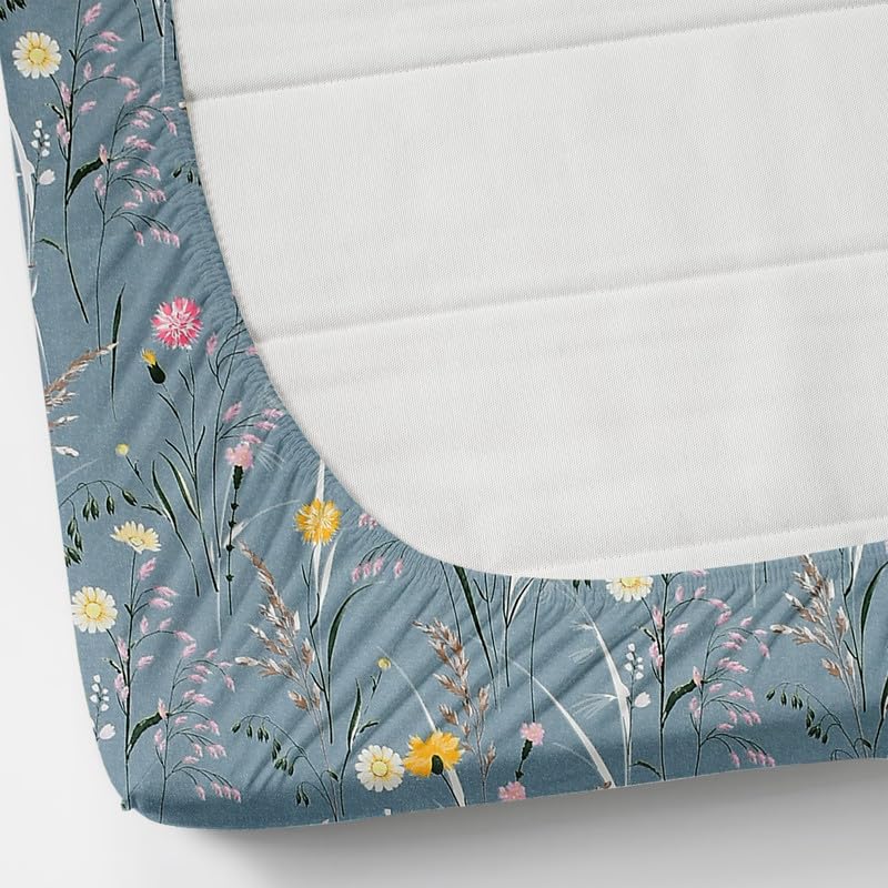 Image of NEW LEAF Cotton Fitted King Size Bedsheets with 2 Pillow Covers | Elastic Fitted | Wrinklefree | Ultrasoft |Winter Bedsheet 220 tc tc Floral | 710x72+10 Inches, Grey Pink
