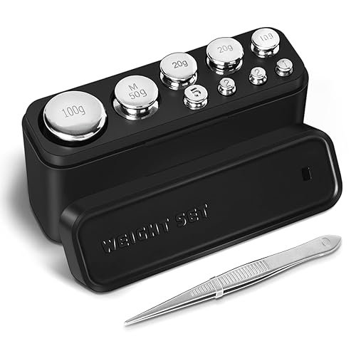 Fuzion Pesos de calibración de 7.41 oz, M1 Clase 9 PCS Juego de pesas de calibración de acero inoxidable, 0.04 oz 0.07 oz 0.18 oz 0.35 oz 0.71 oz