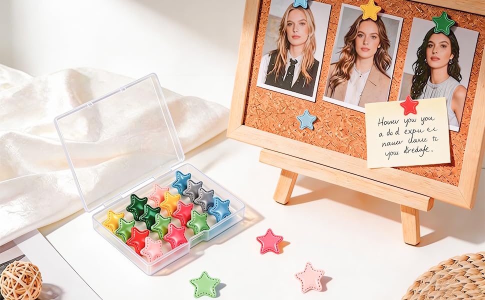 Image of 25 Pcs Decorative Thumb Tacks, Cute Decorative Push Pins for Wall Bulletin Board & Cork Board, Resin Star Push Pins for Office Home School-8 Colors (Colorful Star)