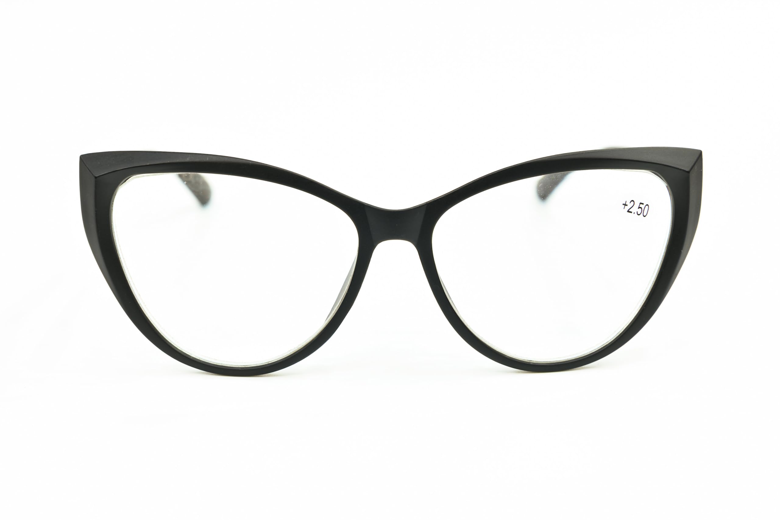 Fads & Fashions Women's Matt Black Cat Eye Oversized Retro 1960S Reading Glasses Womans With Spring Hinges Dx72 (, +3.0)