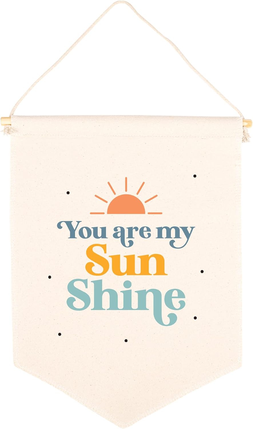 Andaz Press Hanging Canvas Banner - Your Are My Sunshine Tapestry Wall Hanging for Baby Girl, Boy - Nursery Wall Decor, Pennant Flag Art, 1-Pack