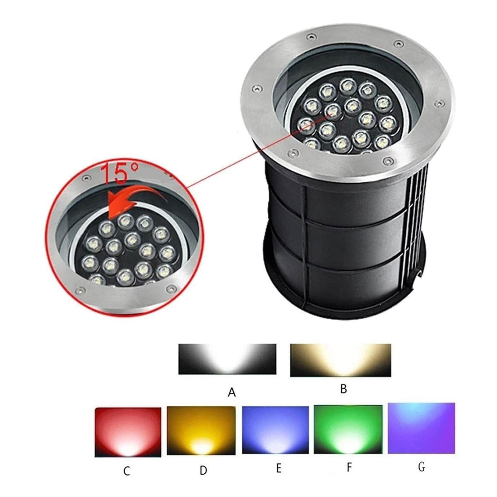 Oświetlenie krajobrazu ogrodowego LED - oprawa wpuszczana 85-265 V, wodoodporna lampa pochowana IP67 ogrody, podziemne światło regulowany kąt, wysoka jasność w oświetleniu podłogowym (zielone
