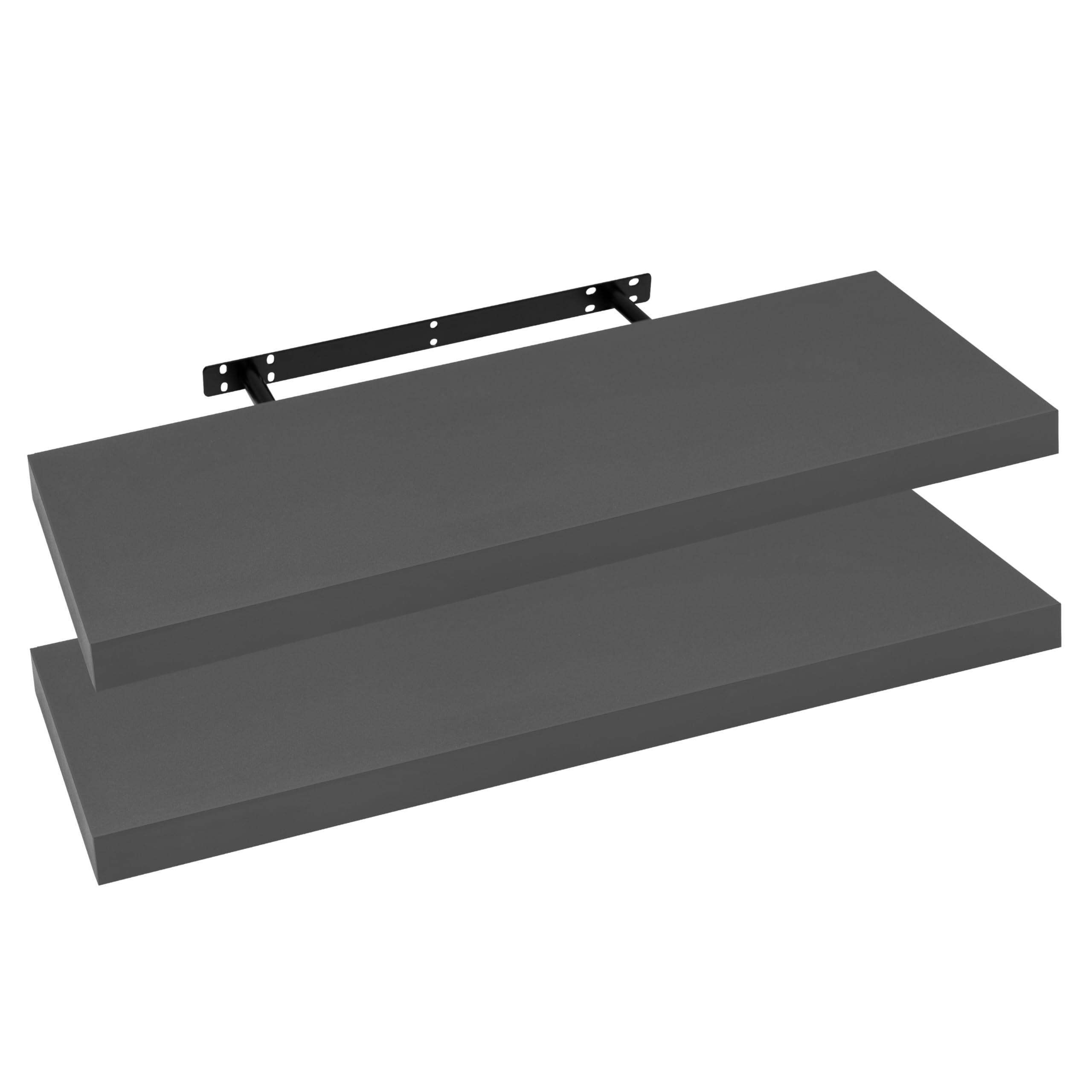 WOLTU Set of 2 Floating Shelves, Wall Shelves, Bookshelves, Wooden Boards for Books, Pictures, Decoration, Dark Grey 100x23x3.8cm RG9317dgr-2