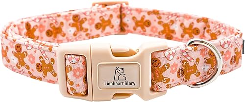 Lionheart glory Collar de Navidad para perro, collar de hombre de jengibre, ajustable, suave, collar rosa para perros pequeños, medianos y grandes,