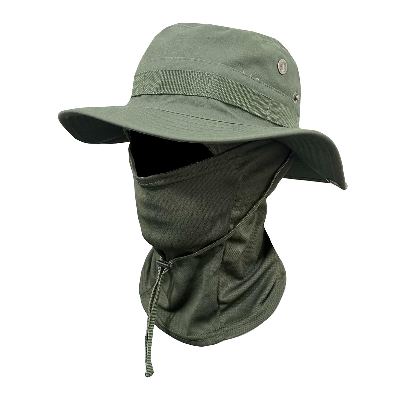 matumou Camouflage Hat with Balaclava Face Mask, UV Men Wide Brim Hat, Breathable Bucket Hat for Outdoor Fishing Hiking Cycling