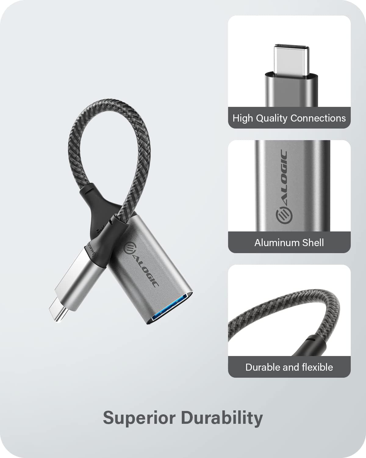 ALOGIC Super Ultra USB 3.1 USB-C to USB-A Adapter - 15 cm - Space Grey