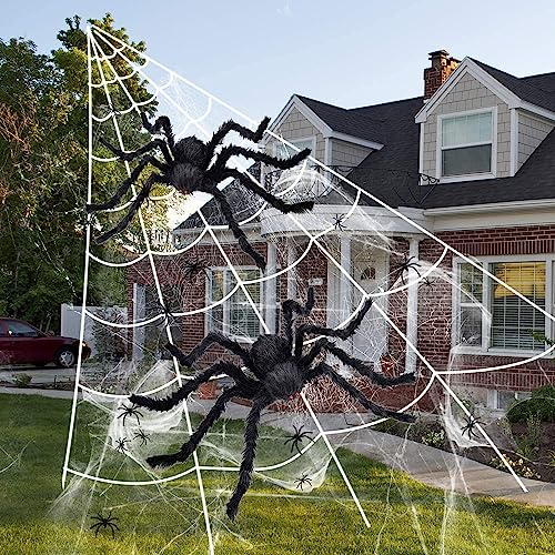 3 Pack Halloween Giant Spider Decorations, Black Realistic Large Spider Fake Scary Hairy Spiders Sets for Indoor Outdoor, Yard, Haunted House, Home Festival Party Decor - Image 5