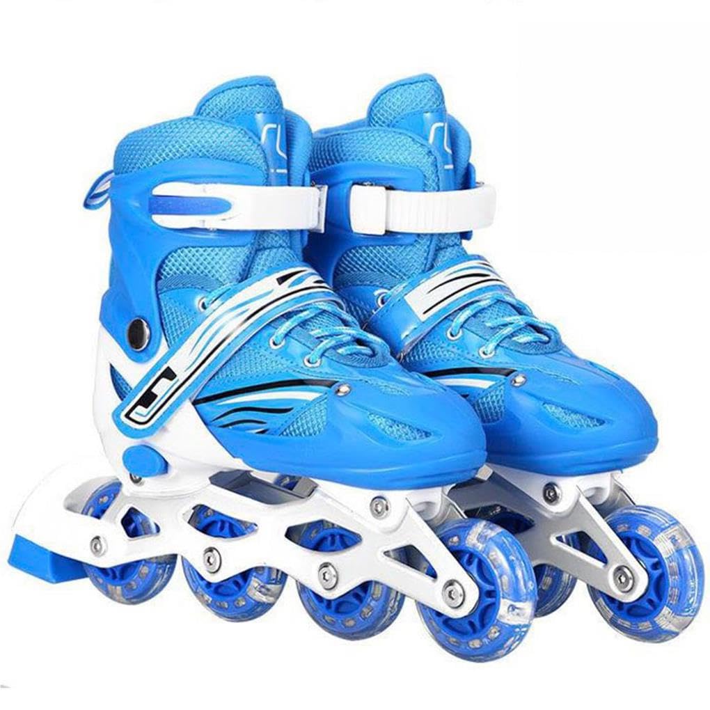 1 Paio 2 in 1 Pattini Scarpe Roller Unisex Bambini Bambini Parco Cortile Parco Giochi Attrezzatura per Pratica di Pattinaggio per Ragazzi, Blu m