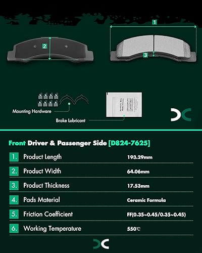 Miniatura 797 de Kits de frenos y rotores, rotores de freno SCITOO y 8 pastillas de cerámica para 08-12 para Chrysler Town & Country, 08-12 para Dodge Grand Caravan