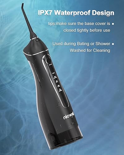Miniatura 4 de Nicwell Flosser dental de agua para dientes: 4 modos 10.1 fl oz Irrigador oral recargable portátil inalámbrico IPX7 Limpiador impermeable Pik